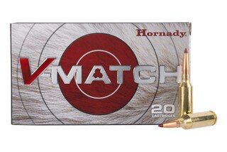 Hornady V-Match 62 gr 22 ARC ammunition, 20 rounds.